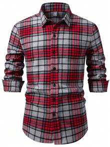 Manfinity Bizformal Áo sơ mi nam dài tay kẻ caro cài một hàng khuy, kiểu dáng thường ngày/công sở - Nhiều màu - Xem 5