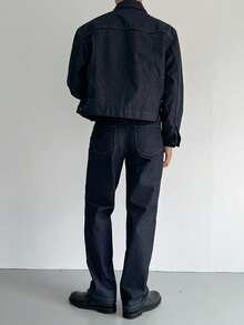 DAZY 男士纯黑色牛仔西装，秋季款 - 藍色 - 查看 2