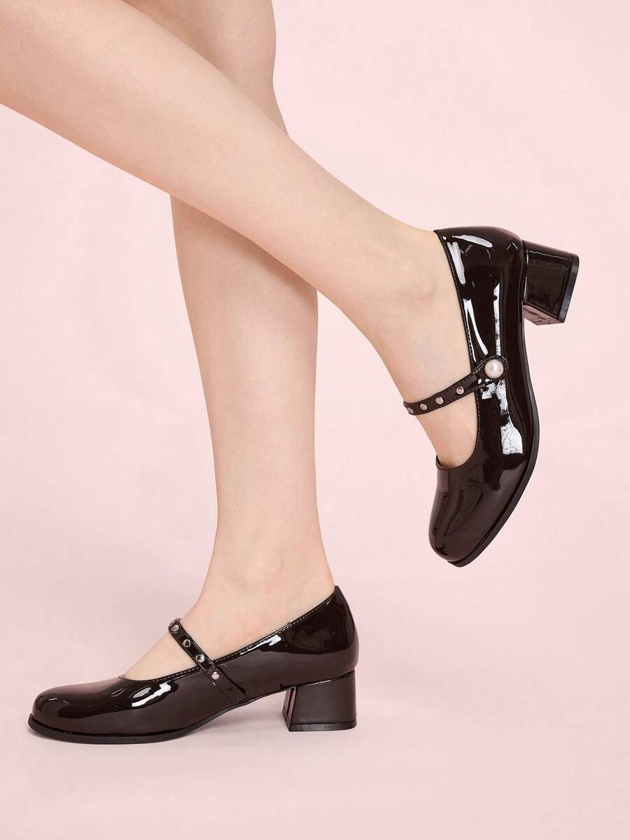 CUCCOO DOLLMOD Bombas Femininas de Salto Grosso Minimalistas de Cor Sólida para Uso Casual e Deslocamento