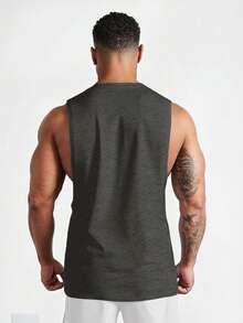 SHEIN Manfinity Dauomo Men's Casual Fitness Sleeveless Top, Minimalist & Versatile For Daily Wear, Summer - Dark Grey - View 2