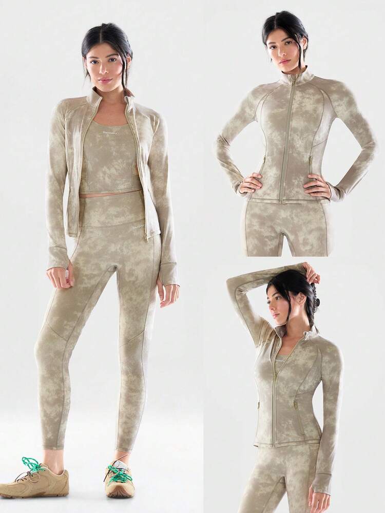 FeatherFit™ Slim-It Streamline Performance Secure Pockets Zip Up Long Sleeve Jacket Low Impact Yoga Pilates Daily Spring Summer