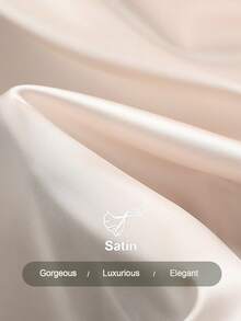 SHEIN Unity Elegant Satin Blouse Women's Cream Autumn Office Top,Glossy Shimmering Metallic Embellished Draped Collar Long-Sleeved Blouses For Commuting Parties - Beige - View 6