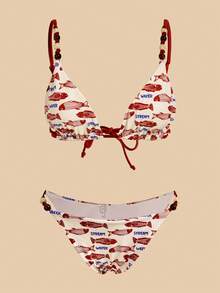 Travachic Bộ bikini hai mảnh đính hạt cườm ngẫu nhiên nhiều màu sắc dành cho nữ, thích hợp cho kỳ nghỉ hè, kèm áo khoác ngoài và váy, đồ bơi nữ, áo tắm nữ, trang phục đi biển cho nữ. - Nhiều màu - Xem 3