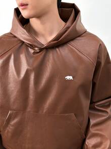 ESTAVOR Men's Casual Retro PU Leather Jacket, Versatile For Daily Wear And Outings 70s Clothes Western Tops - Brown - View 6