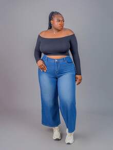 CurvyTilda Plus Size Fall Gray Square Collar Gathered Knitted Tight Long-Sleeved T-Shirt, Elegant And Versatile Top For Commuting, For Hourglass Body Shape - Black - View 4