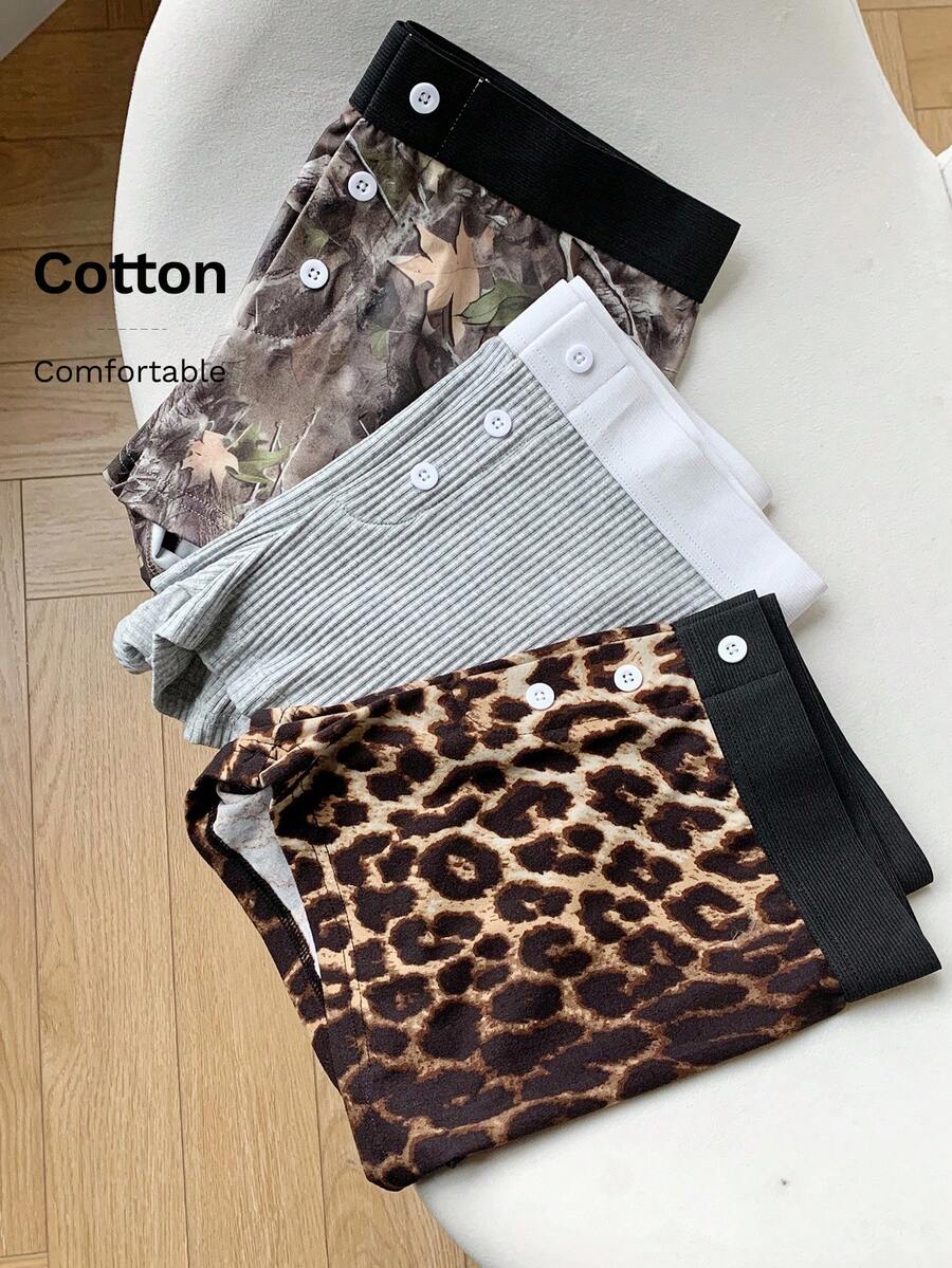 Comfortcana Summer  Women Elastic Waist Button Design Loose Casual Shorts,Comfy Shorts - Multicolor - View 1