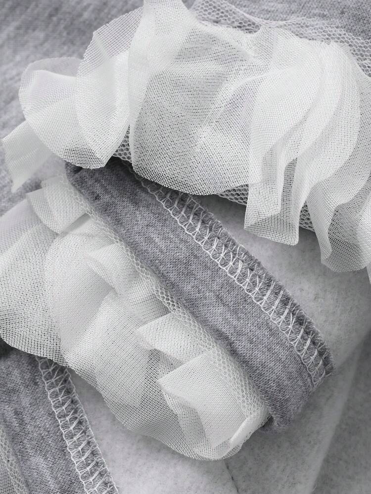 Girls Crew Neck Fleece Printed Long Sleeve Sweatshirt + Ruffle Hem Skirt 2-Piece Set, Fall