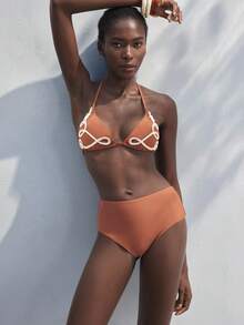 Maija Women  Beach Halter Tie Sexy Bikini Swimsuit Set,Beach Outfits For Women - Brown - View 4