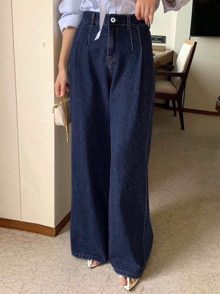 Women's Vintage Korean Style Loose Washed Denim Jeans