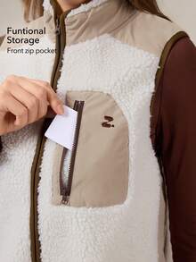 OutZeal Thermal Clothes Women  Outdoor Vest Jackets Winter Hiking Camping Fluffy Fleece Stand Collar Front Zip Pocket - Multicolor - View 4