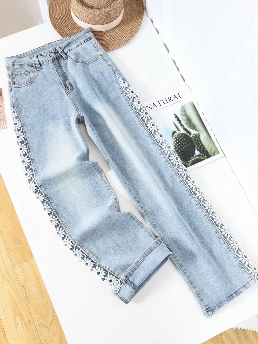 Mezclilla dama Pantalones anchos mujer pantalones vaqueros para mujer pantalones de mujer pantalones vaqueros pantalon de mezclilla dama pantalon de mezclilla dama - azul real - Ver 1