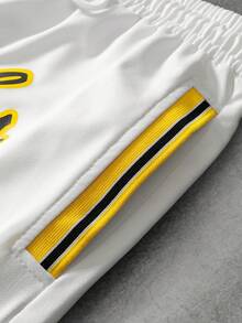 PAVTROS Shorts de sport décontractés à imprimé bicolore pour hommes - Blanc - Voir 4