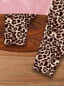 Baby Girl Casual Vintage Leopard Print Bow Design Soft Thick Crew Neck Long Sleeve Sweatshirt And Leggings Set, Suitable For Autumn/Winter Baby Girl Christmas Casual Pant Sets Bow Baby Girl Outfit Two Pieces Winter Outfits For Baby Girl Leopard Outfit Baby Girl Animal Print - Multicolor - View 6