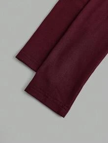SHEIN EZwear 两件装酒红色和藏蓝色针织拉链长袖T恤，女士款，春/秋/冬 - 彩色 - 查看 8