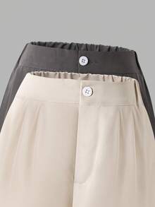 SHEIN Explorewe Bộ 2 quần dài màu trơn thường ngày cho bé gái tuổi teen đa năng và thời trang, phù hợp cho đi học, mùa xuân/thu - Nhiều màu - Xem 4