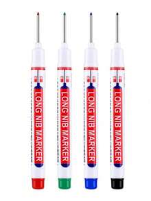 SHEIN 4 piezas Rotulador de punta larga con punta profunda de 2cm/0.78in para perforador de metal, resistente al agua, ideal para baño, carpintería y decoración