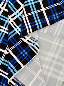 SHEIN BamGlam 女士时尚休闲高腰褶裥阔腿裤，彩色拼接印花，舒适夏季度假之选 - 彩色 - 查看 8