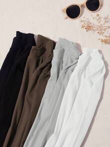 SHEIN Franclia Camiseta De Manga Larga De Canalé De 4 Piezas Para Mujer - Multicolor - Ver 3