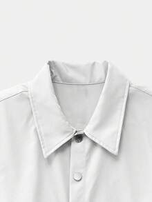 Manfinity Unisex 青年男士休闲英伦图案宽松短袖白衬衫 - 白色 - 查看 5