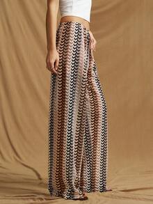 SHEIN ICON 低腰系带印花罩衫裤 波西米亚风 伊比沙岛风 可爱性感 度假夏季沙滩泳装 条纹 - 彩色 - 查看 5