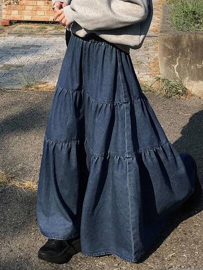 FRIFUL 女士时尚休闲长款牛仔裙