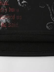 ROMWE MEN Goth Áo thun nam tay ngắn in họa tiết thời trang mùa hè, dáng rộng, thoải mái. - màu đen - Xem 6