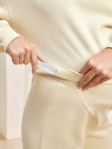 SHEIN Umstandsmode Langarm-Oberteil und Hosen Set, helle Farbe, Herbst/Winter - Aprikosenfarben - Übersicht 7