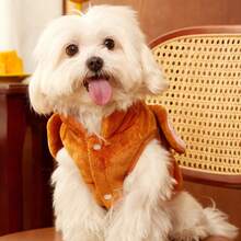 TOM & JERRY X PETSIN 1pc Embroidered Brown Mouse Pet Cat Dog Universal Brown With Traction Buckle Plush Warm And Comfortable Sleeveless Non Slip Coat - Multicolor - View 9