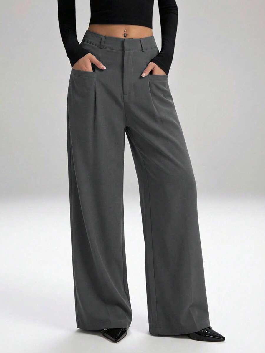 LYSMO 女式纯色褶皱长裤