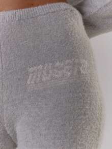 MUSERA 针织阔腿抽绳宽松毛裤，复古乡村风，可爱田园风，返校休闲居家女装，奶油糖色 - 淺灰色 - 查看 5