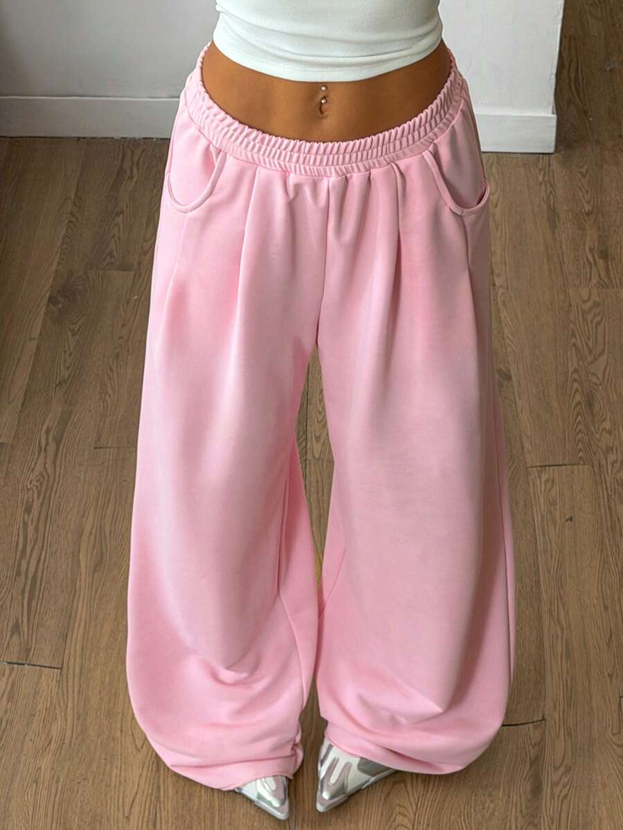 Coolane Women's Winter Basic Sport Going Out Streetwear Fashion Daily Wear Casual Comfortable Pink Baggy Low Rise  Corduroy Textured Long Pants - Pink - View 1