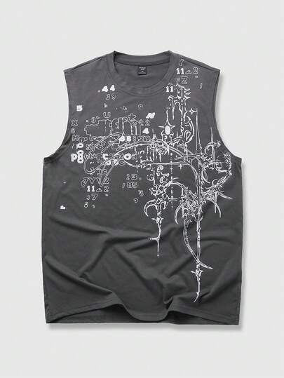 ROMWE MEN Street Life Men's Casual Printed Sleeveless Tank Top