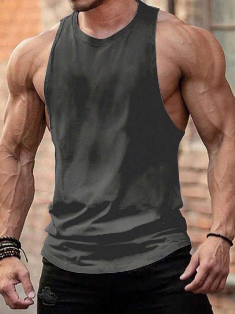 SHEIN Manfinity Dauomo Men's Casual Fitness Sleeveless Top, Minimalist & Versatile For Daily Wear, Summer - Dark Grey - View 1