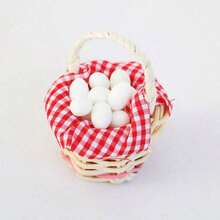 14pcs/Set Miniature Scene Prop Model Mini Red Checkered Egg Basket Set - Photo Color - View 8