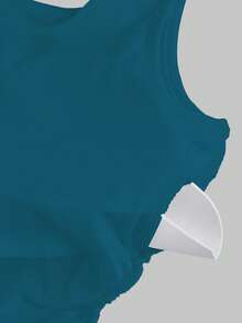 FavEase Blue Padded Square Neck Casual Fitted Tank Top, Summer - Teal Blue - View 6