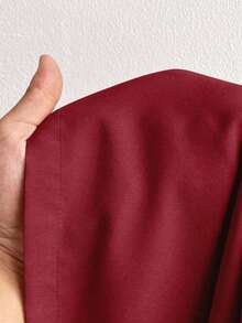 Maweii 大码性感长袖金属纽扣阔腿连体裤 - 酒紅色 - 查看 8