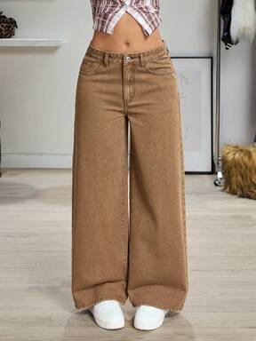 SHEIN ICON Solid Color Pocket Casual Versatile Wide Leg Jeans