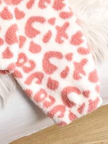 SHEIN Tween Girls' Casual Reversible Thermal Lined Thick Cute 3D Ear Hooded Short Teddy Jacket Coat, Autumn/Winter - Baby Pink - View 3