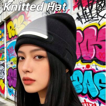 Teckwe USB发光帽 LED针织帽 手电筒帽，户外跑步骑行