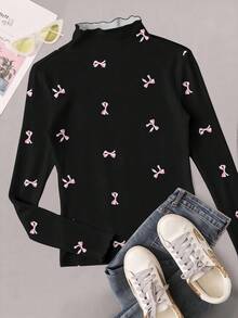 Veykashi 大码蝴蝶结印花T恤，适合婚礼和派对穿着 - 彩色 - 查看 4