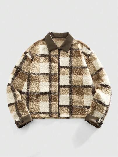 Giacca casual con chiusura lampo e fodera in pile, autunno/inverno