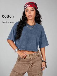 Coolane 预缩水洗棉短袖基本款 T 恤 - 藍色 - 查看 10