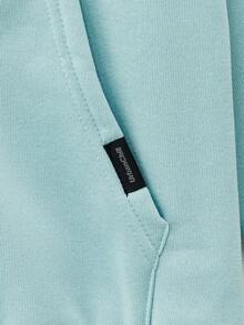 Manfinity Unisex Men's Knitted Casual Loose Fit English Embroidered Long Sleeve Zip Up Hoodie, Fall, Winter, Couple Things - Mint Green - View 5