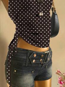 Comfortcana Women's Casual Drawstring Tie-Front Cropped Tube Top - Brown - View 7