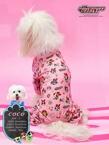 THE POWERPUFF GIRLS X PETSIN 1件兔子小女巫字母闪电爱心印花宠物连体衣玫瑰红运动风亲肤透气宠物服装 - 彩色 - 查看 2