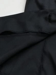 SHEIN LUNE Franclia 女士优雅休闲通勤网眼拼接大金属装饰纽扣夹克，春夏秋季款 - 黑色 - 查看 6