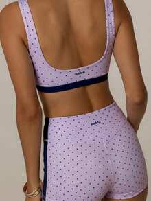 Aralina Bộ đồ chấm bi tương phản Leisurewear Quần short mùa hè dễ thương và áo mùa hè dễ thương Trang phục sân bay hoàn hảo cho phụ nữ và ngày 4 tháng 7 - Màu tím hoa cà - Xem 6