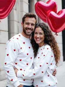 SHEIN LUNE Casual Minimalist Heart Graphic Print Round Neck Loose Fit Plus Size Women Sweatshirt - Multicolor - View 7