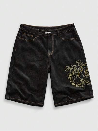 Goth Herren Lässig vielseitige Denim-Shorts mit Gürtelschlaufen