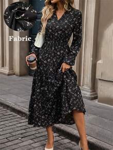 EMERY ROSE Đầm Maxi Tay Dài Cổ Chữ V Họa Tiết Hoa Thường Ngày Đa Năng Cho Nữ - màu đen - Xem 3